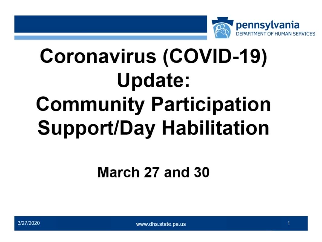 Click for Coronavirus (COVID-19) ODP Update: Community Participation Support/Day Habilitation Recording